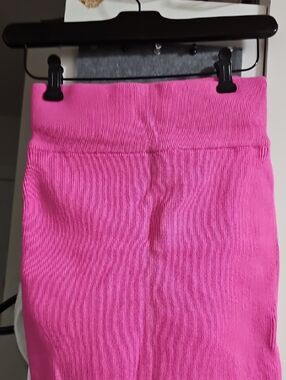 Pink Women's Ribbed Pencil Skirt